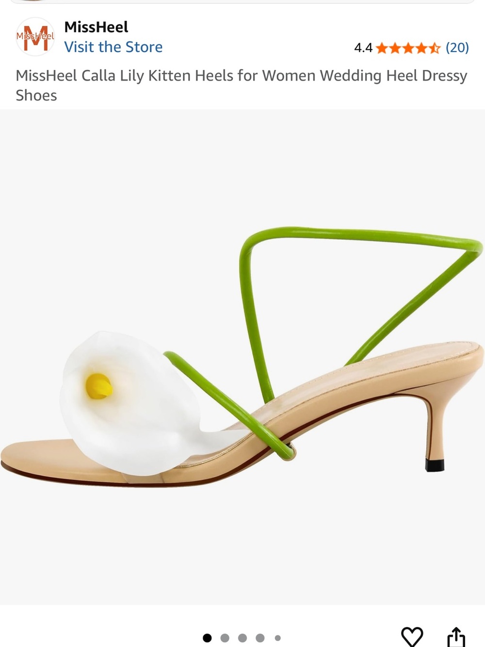 Calla Lily Green-Strap Kitten Heel Sandals